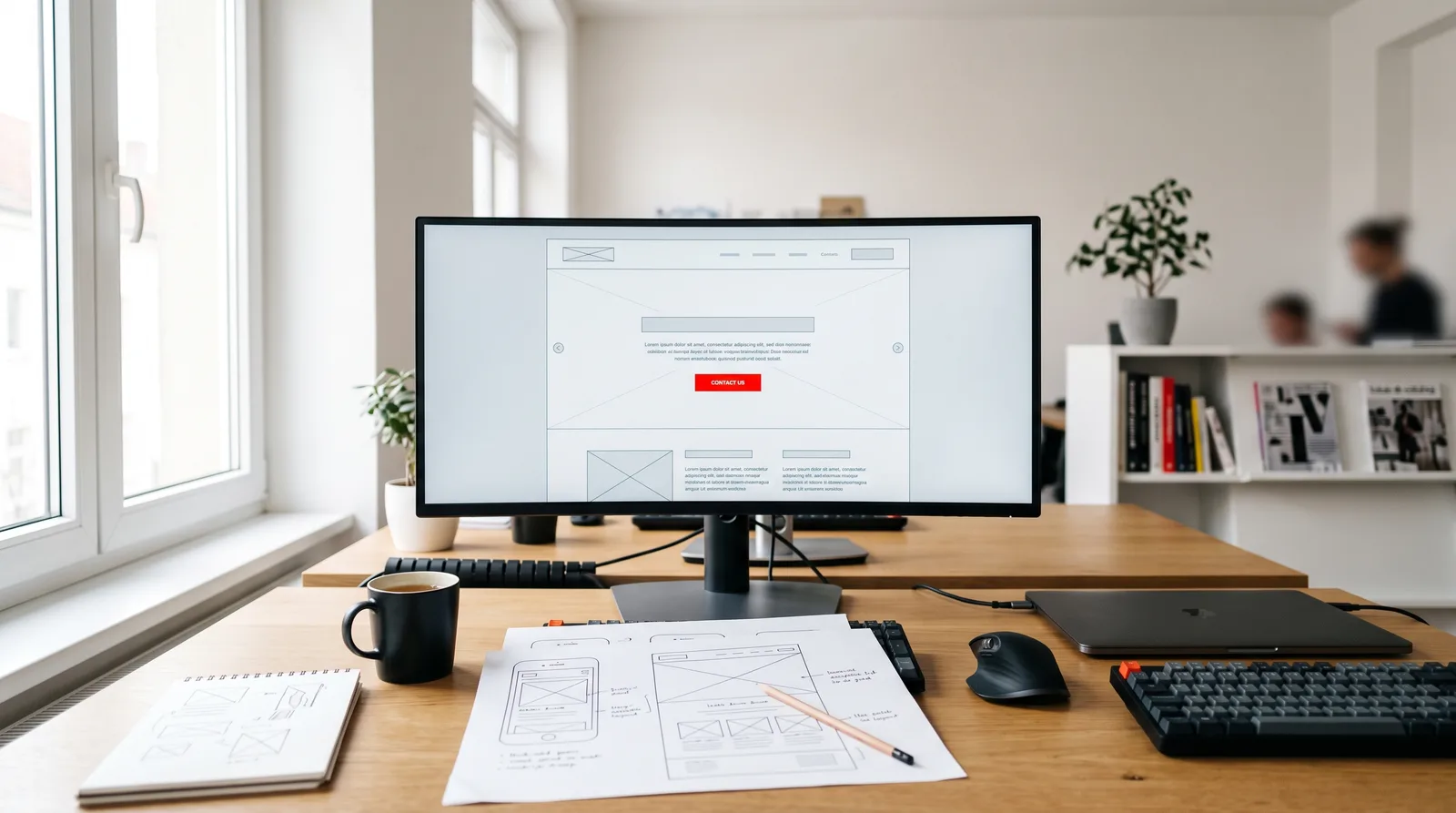 Webdesign & Landingpages: Monitor mit modernem Website-Layout und Call-to-Action